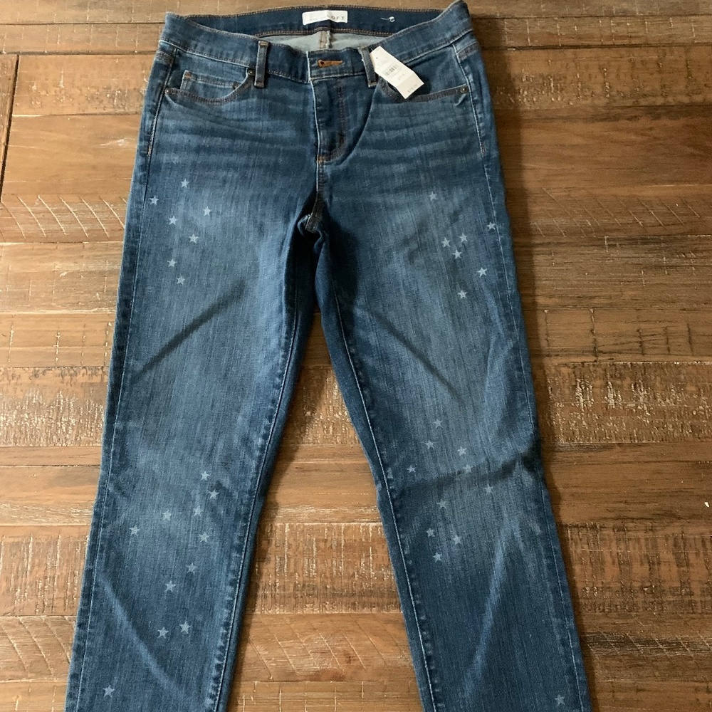 Loft denim with star details size 4 NWT
